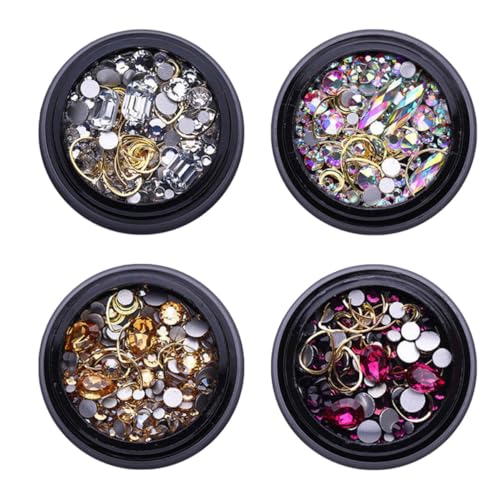 OATIPHO 4 Boxen Goldene Nagelstuds Dekoration mit Verschiedenen Mustern Metall Nieten Glitzernden Strasssteinen für Kreative Nail Art für DIY Maniküre und Designs OATIPHO 4 Boxen Goldene Nagelstuds Dekoration mit Verschiedenen Mustern Metall Nieten Glitzernden Strasssteinen für Kreative Nail Art für DIY Maniküre und Designs von OATIPHO