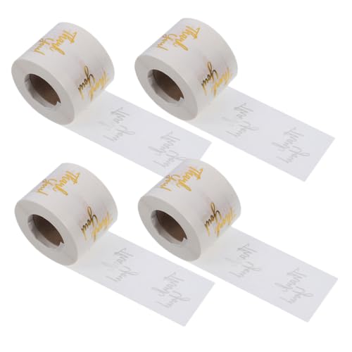 OATIPHO 4 Rollen Transparent Goldene Thank You Aufkleber Selbstklebende Etiketten für Verpackungen und Veranstaltungen für Kleine Unternehmen und Besondere Anlässe von OATIPHO