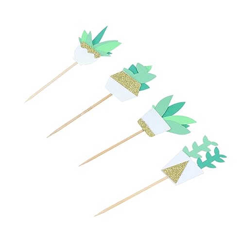 OATIPHO 4 Stück Dekorationszubehör Für Desserttische Karte Einführen Grüne Kuchen Saftiger Topper Für Kuchen Weiße Schmetterlinge Zum Basteln Der Sommer Topfpflanze Dekorative Gegenstände von OATIPHO