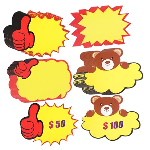 OATIPHO 40 Stück Verkaufsschilder Preisetiketten für Einzelhandel Vielfältige Designs Robuste Papierschilder Auffällig und Langlebig für Supermärkte und Geschäfte zur Verkaufsförderung von OATIPHO