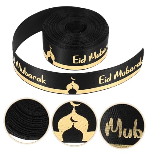 OATIPHO 5 Stück Festliches Eid Mubarak Geschenkband Breit Yards Langlebiges Polyester Satinband für Geschenkverpackung Party und Feierdeko für Islamische Festtage und DIY Schleifen von OATIPHO