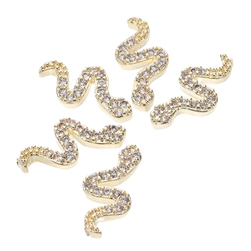 OATIPHO 5Stücke Schlangen Charm Retro Nagelkunst Dekoration aus Legiertem Funkelnde Schlangen Edelsteine für Langlebige Nagelverzierungen Goldfarbe von OATIPHO