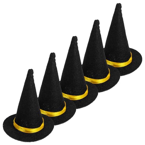 OATIPHO 6 Kleine Hexenhüte für Halloween-dekorationen, Handgefertigte Weinflaschendekoration aus Filz, Diy-bastelzubehör (schwarz) von OATIPHO