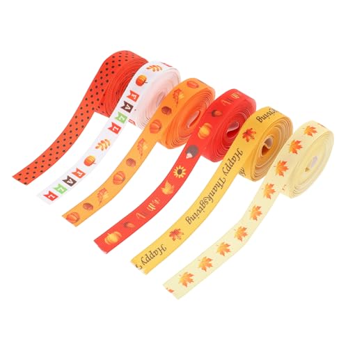 OATIPHO 6 Rollen Herbst Geschenkband pro Bunte Geschenkverpackungsbänder für Schleifenherstellung und Partydekoration für Erntedankfest und DIY Bastelbedarf von OATIPHO