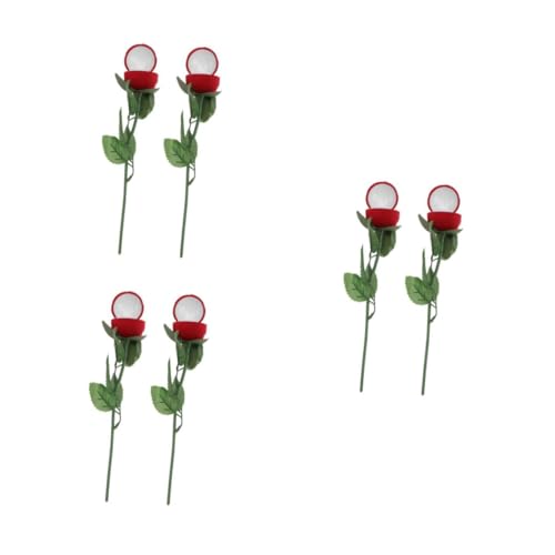 OATIPHO 6 Stück Rote Rosen Schmuckschatulle mit Stiel Samtige Verlobungsringbox für Valentinstag Sichere Aufbewahrung Langlebig für Antrag Hochzeit Jubiläum Romantische Geschenkbox von OATIPHO