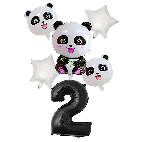 OATIPHO 6St Dschungelparty Geburtstagsparty-Zubehör Folienballon Stern Heliumballon hochzeitsdeko Zahlenballons Partyballons Panda-Luftballons Anzahl einstellen Baby von OATIPHO