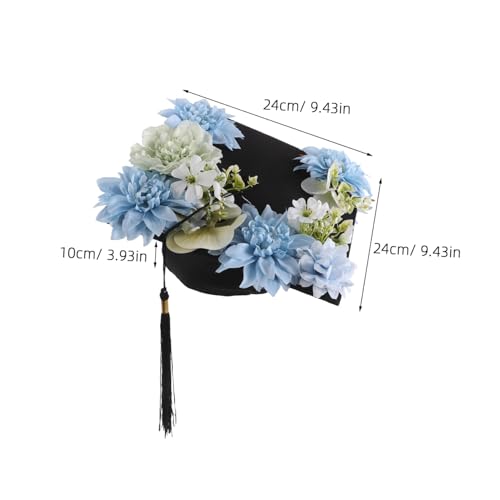 OATIPHO Blauer Hut mit Blumenmuster und Verstellbarer Quaste für Abschlussfeiern Langlebiges für Unvergessliche Fotos und Stilvolles Abschluss Accessoire mit Quadratischer OATIPHO Blauer Hut mit Blumenmuster und Verstellbarer Quaste für Abschlussfeiern Langlebiges für Unvergessliche Fotos und Stilvolles Abschluss Accessoire mit Quadratischer von OATIPHO