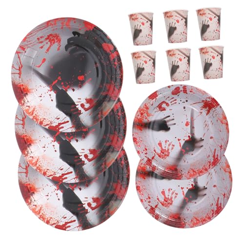 OATIPHO Halloween -Handabdruckpapierbecher -Cup -Set drinnen gotisch Teller Bausatz Dekorationen Halloween-Kuchenplatte Halloween blutige Platten Halloween -Tabellengeschirr Geisterplatten OATIPHO Halloween -Handabdruckpapierbecher -Cup -Set drinnen gotisch Teller Bausatz Dekorationen Halloween-Kuchenplatte Halloween blutige Platten Halloween -Tabellengeschirr Geisterplatten von OATIPHO