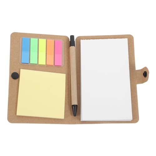 OATIPHO Notizblock-Set Memobuch für Lehrer Taschennotizbuch mit Stift Mead College-Notizbuch, liniert Spiralnotizbuch mit Taschen kleines Spiralheft Notebook Sticky Tabs PU-Leder Khaki von OATIPHO