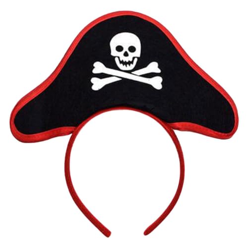 OATIPHO Piratenhut-Stirnband Totenkopf-Mini-Piraten-Zylinder-Stirnband Kapitänshut-Haarband Haarband Kopfbedeckung Haar-Accessoires Für Piraten-Motto-Kostüm-Partyzubehör von OATIPHO