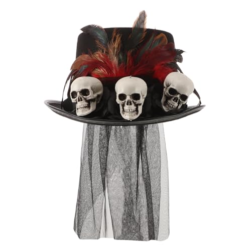 OATIPHO Steampunk Hut mit Unisex Zylinderhut für Halloween Gothic Besondere Anlässe und Partys Dekoriert mit Einzigartigen Federn und Totenkopfdetails von OATIPHO