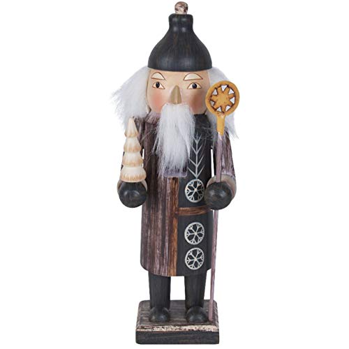 Nussknacker Deko Figur St. Nikolaus mit Tannenbaum grün-braun / 20 cm/Nussknacker Holzfigur/handbemalt im Kunsthandwerks-Stil/weihnachtlich dekorieren von OBC-Kunsthandwerk