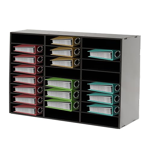 Dokumentenablage, Büro Literature Organizer 3x8 Fächer Schreibtisch Briefablage, 73,7x30,2x59,6 cm Ablagefächer Ablagesystem Desktop Aktenhalter Zu Hause, Büro, Klassenzimmer (Schwarz, 24 Fächer) von OBLLER