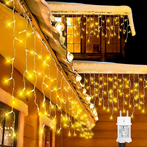 Lichterkette Eisregen Außen,10M 396 LED Erweiterbar Eiszapfen Lichtervorhang Weihnachtsbeleuchtung mit 8 Modi, Timer und Speicherfunktion, Wasserdicht Warmweiß für Weihnachten Party Deko Lichterkette Eisregen Außen,10M 396 LED Erweiterbar Eiszapfen Lichtervorhang Weihnachtsbeleuchtung mit 8 Modi, Timer und Speicherfunktion, Wasserdicht Warmweiß für Weihnachten Party Deko von OBOVO