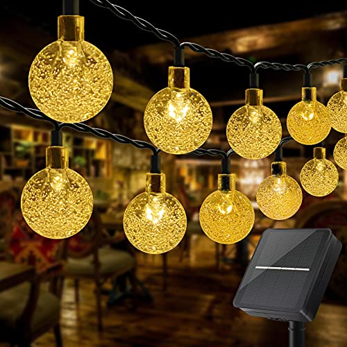 OBOVO Solar Lichterkette Außen, 60 LED Kristallkugel Lichterkette Aussen Solar, Wasserdicht Warmweiß Solarlichterkette mit 8 Modi für Garten, Bäume, Balkon, Party, Terrasse Deko von OBOVO
