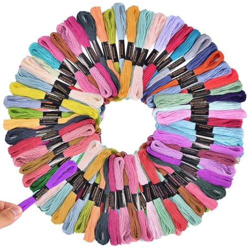 OBTANIM Stickgarn, Kreuzstichgarn, Regenbogenfarben, 100 Knäuel mit Nadeln für Armbandherstellung, Handnähen, Basteln OBTANIM Stickgarn, Kreuzstichgarn, Regenbogenfarben, 100 Knäuel mit Nadeln für Armbandherstellung, Handnähen, Basteln von OBTANIM