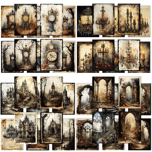 Obujopal 80 Blatt Gothic Junk Journal Papier, Vintage Dark Magic Scrapbook Papier für Junk Journal Collage Kartenherstellung DIY Handwerk Dekoration, einseitig bedrucktes Papier, 40 Muster Obujopal 80 Blatt Gothic Junk Journal Papier, Vintage Dark Magic Scrapbook Papier für Junk Journal Collage Kartenherstellung DIY Handwerk Dekoration, einseitig bedrucktes Papier, 40 Muster von OBUJOPAL