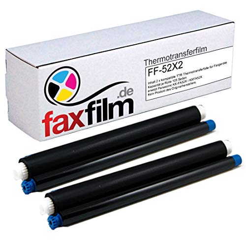 OBV FAXFILM 2X kompatibler Ink-Film ersetzt Panasonic KX-FA52X / KXFA52X / 785438 KX-FA52E Kapazität je 105 Seiten, schwarz von OBV