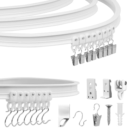 OBdeco DIY Flexible Decke Vorhangschiene, gebogene Vorhangschiene mit stummen Rollen biegbare Halterung für Gardinenaufhängung, Raumteiler, Wohnmobil, Balkone, Büros, Hotels, Weiß 7M OBdeco DIY Flexible Decke Vorhangschiene, gebogene Vorhangschiene mit stummen Rollen biegbare Halterung für Gardinenaufhängung, Raumteiler, Wohnmobil, Balkone, Büros, Hotels, Weiß 7M von OBdeco