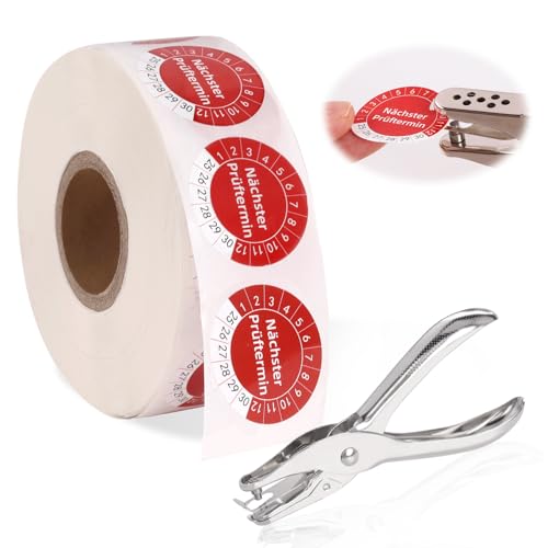1000 Stück 30mm Prüfplaketten, Gelb für Leitern Tritte mit 3mm Rundloch Locher, Mehrjahresprüfplaketten, Wartungsetiketten, Nächster Prüftermin 1000 Stück 30mm Prüfplaketten, Gelb für Leitern Tritte mit 3mm Rundloch Locher, Mehrjahresprüfplaketten, Wartungsetiketten, Nächster Prüftermin von OCCOUMR