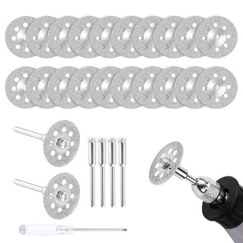 OCCOUMR 20 Stück Diamant Trennscheiben, 22 mm Diamantscheibe mit 4 Stück 3 mm Dorn, Diamant Schleifscheibe Zubehör für Dremel Rotationswerkzeug Fliese Glas Holz Stein OCCOUMR 20 Stück Diamant Trennscheiben, 22 mm Diamantscheibe mit 4 Stück 3 mm Dorn, Diamant Schleifscheibe Zubehör für Dremel Rotationswerkzeug Fliese Glas Holz Stein von OCCOUMR