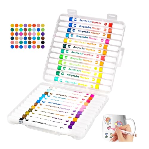 OCCOUMR 24er Set Porzellanmalstifte mit Doppelspitze in 48 Farben, Acrylstifte für Steine, Acrylic Marker Wasserfest, Porzellanstifte Spülmaschinenfest, für Tassen Stein Holz Keramik Leinwand OCCOUMR 24er Set Porzellanmalstifte mit Doppelspitze in 48 Farben, Acrylstifte für Steine, Acrylic Marker Wasserfest, Porzellanstifte Spülmaschinenfest, für Tassen Stein Holz Keramik Leinwand von OCCOUMR