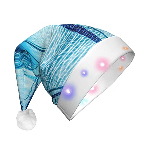 Blauer Swimmingpool Erwachsene Plüsch Glow Weihnachtsmütze Dekorative Hut Geeignet Für Neujahr Party Supplies von OCELIO
