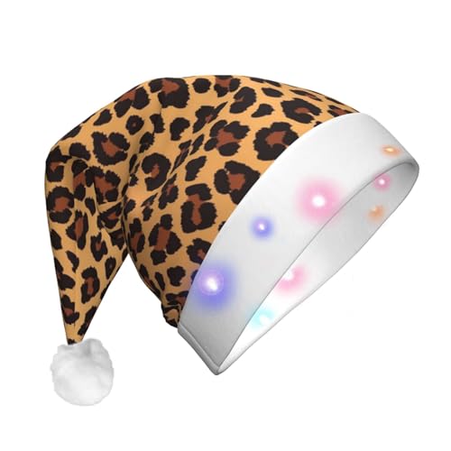 Leopardenmuster Erwachsene Plüsch Glow Weihnachtsmütze Dekorative Hut Geeignet Für Neujahr Party Supplies von OCELIO