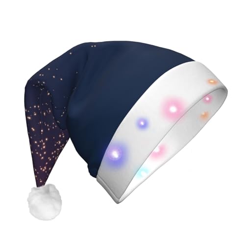 Marineblauer Himmel und Sterne Erwachsene Plüsch Glow Weihnachtsmütze Dekorative Hut Geeignet Für Neujahr Party Supplies von OCELIO