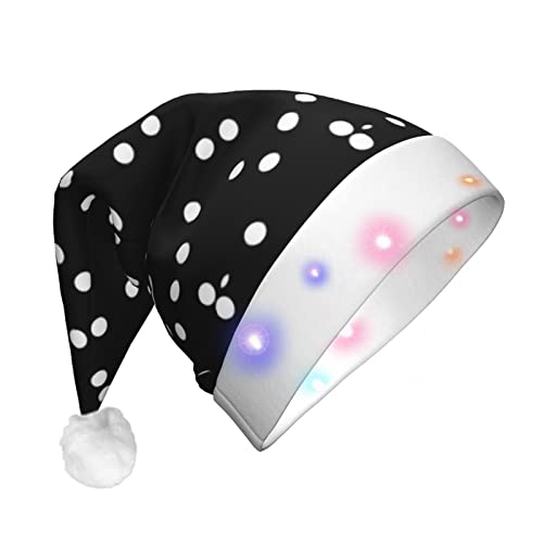 Schwarze weiße Polka Dots Erwachsene Plüsch Glow Weihnachtsmütze Dekorative Hut Geeignet Für Neujahr Party Supplies von OCELIO