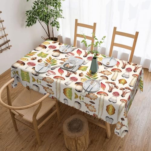 Tischdecke mit farbigen Pilzen, quadratisch, Spitze, 137,2 x 183,9 cm, geeignet für Innen- und Außenbereich von OCELIO