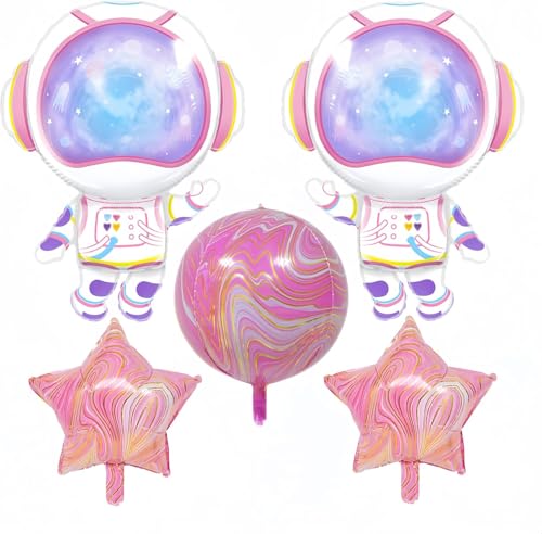 5Pcs Astronaut Balloons for Girls/Two the Moon Birthday Girl Decor/Girl Astronaut Space Party Decor/Purple Outer Space Astronaut 4D Planet Balloons for Girl/Planet Space Travel UFO Baby Shower von OCHILIMA