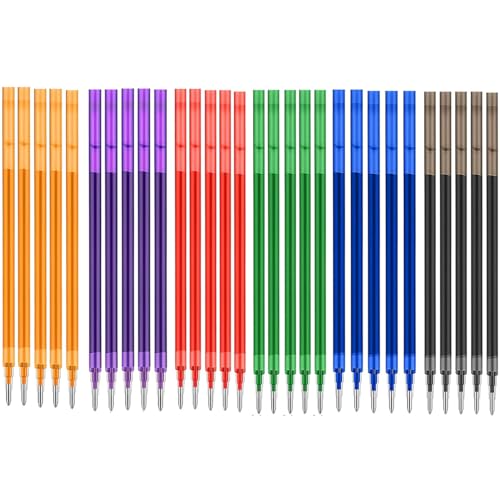 6 Colours Erasable Rollerball Pen Refill, 30 Pcs 0.5 mm Erasable Pen Refills Friction Heat Erasable Gel Ink Refill, Replaceable Medium Fine Point clicker Refill Stationery 6 Colours Erasable Rollerball Pen Refill, 30 Pcs 0.5 mm Erasable Pen Refills Friction Heat Erasable Gel Ink Refill, Replaceable Medium Fine Point clicker Refill Stationery von OCHILIMA