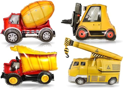 OCHILIMA 4 Stück Bagger Folienballon, XXL Bulldozer Ballon Gabelstapler Luftballons, Traktor Riesenballon, Konstruktion Helium Balloons for Construction Birthday Party Decorations OCHILIMA 4 Stück Bagger Folienballon, XXL Bulldozer Ballon Gabelstapler Luftballons, Traktor Riesenballon, Konstruktion Helium Balloons for Construction Birthday Party Decorations von OCHILIMA