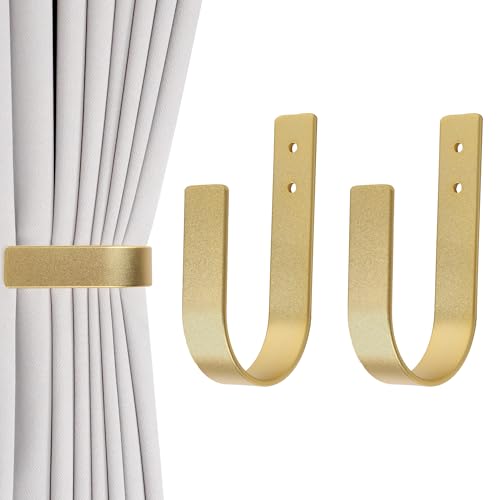 Moderne Vorhang-Raffhalter, Wandhalterung, massives Aluminium, U-förmige Vorhang-Wandhaken, Vorhanghalter, Vorhang-Raffhalter für Vorhänge, 2 Stück (2, Gold) von OCIOLI