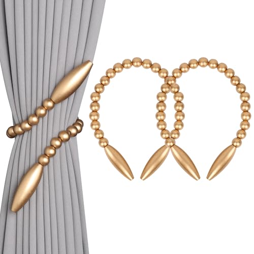 OCIOLI Raffhalter für Vorhänge, Boho-Vorhanghalter, Holzperlen-Vorhang-Raffhalter, dekorative Vorhanghalter für Schlafzimmer-Dekor, Boho-Raumdekoration, Kinderzimmer-Dekor, Bauernhaus-Dekor (2, Gold) OCIOLI Raffhalter für Vorhänge, Boho-Vorhanghalter, Holzperlen-Vorhang-Raffhalter, dekorative Vorhanghalter für Schlafzimmer-Dekor, Boho-Raumdekoration, Kinderzimmer-Dekor, Bauernhaus-Dekor (2, Gold) von OCIOLI