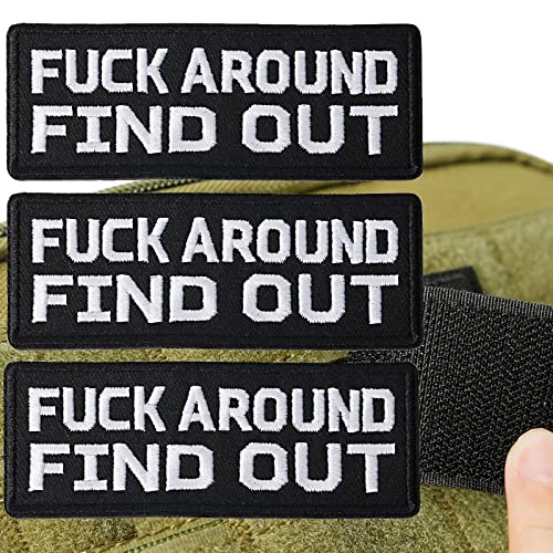 OCQOTAT Fuck Around und Find Out-Patches - 3 Pack Lustige taktische Morale Patches, 4"x1.5" Funk Around und Find Out-Zeichen geklebt Patch (Nähen/Eisen auf Haken oder Haken Backing Adhesive Hut/Weste von OCQOTAT
