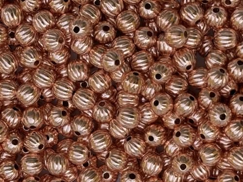 Runde geriffelte Perlen aus echtem reinem Kupfer, hergestellt in den USA, gewellte Rondelle-Trommel-Abstandshalter, tibetisches Metall, Kürbislaterne, lose Perlen, Größe 2,1 mm, 100 Stück Runde geriffelte Perlen aus echtem reinem Kupfer, hergestellt in den USA, gewellte Rondelle-Trommel-Abstandshalter, tibetisches Metall, Kürbislaterne, lose Perlen, Größe 2,1 mm, 100 Stück von OCTAZI