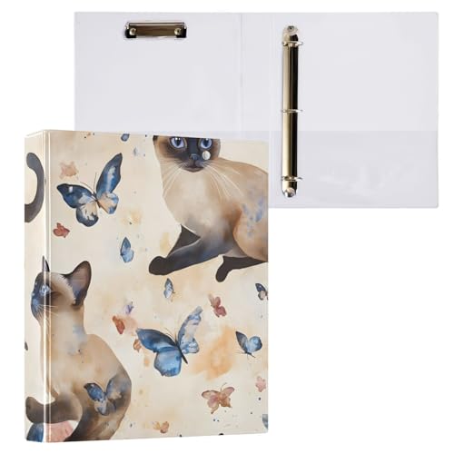 3-Ringbuch mit Katzenmotiv, Schmetterling, Beige, 1 Stück 3-Ringbuch mit Katzenmotiv, Schmetterling, Beige, 1 Stück von ODAWA