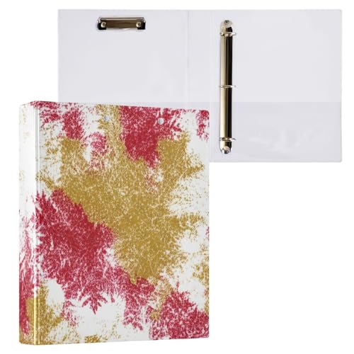 Abstraktes Klemmbrett mit 3 Ringbüchern für Papier in Briefgröße, 2,5 cm, rund, Rot und Gold, 1 Stück Abstraktes Klemmbrett mit 3 Ringbüchern für Papier in Briefgröße, 2,5 cm, rund, Rot und Gold, 1 Stück von ODAWA