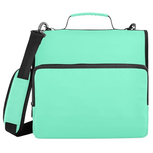 Aktenordner mit Reißverschluss, Portfolio-Ordner mit gepolstertem Schultergurt, Griff, Ringtasche, Aquamarin von ODAWA