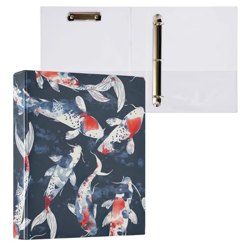 Aquarell-Fisch-Klemmbrett, 3 runde Ringe, für Briefgröße (21,6 x 27,9 cm), 2 Stück von ODAWA