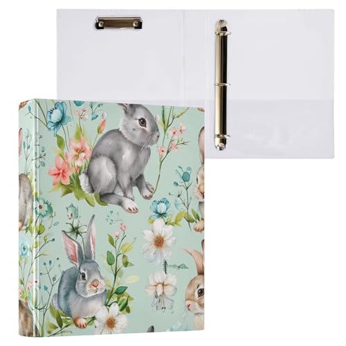 Aquarell-Klemmbrett mit Osterhasen, rund, 3-Ringordner (21,6 x 27,9 cm), 1 Packung von ODAWA