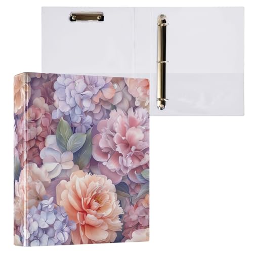 Aquarell-Pfingstrosen, Hortensien, Drei-Ringordner mit Profil, Klemmbrett, Aktenordner für Bürobedarf, 1 Packung von ODAWA