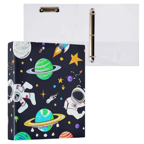 Astronauts Space schwarzes Klemmbrett mit drei Ringbüchern, 2,5 cm, für Briefgröße (21,6 x 27,9 cm), 2 Stück von ODAWA