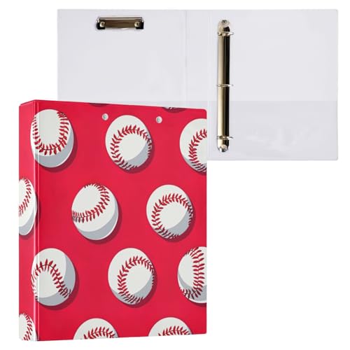 Baseball-Klemmbrett, rund, 3-Ring-Ordner, Aktenordner für Bürobedarf, Rot, 1 Stück von ODAWA