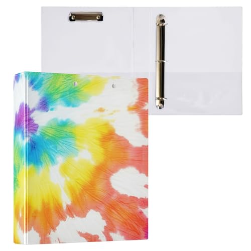 Batik-Klemmbrett in Regenbogenfarben, 3 runde Ringe, 2,5 cm, Ordner, Organizer für Briefgröße (21,6 x 27,9 cm), 2 Stück von ODAWA