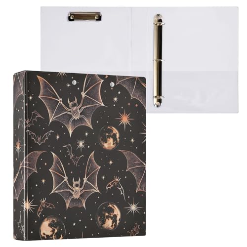 Bats Moon Klemmbrett mit 3 Ringen, für 200 Blatt, für Schule und Büro, Schwarz, 2 Stück von ODAWA