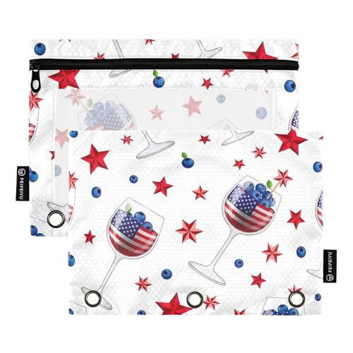 Bindertaschen mit amerikanischer Flagge, 2 Stück, 3 Ringbücher, Zubehör, große Kapazität, Bleistifttasche Bindertaschen mit amerikanischer Flagge, 2 Stück, 3 Ringbücher, Zubehör, große Kapazität, Bleistifttasche von ODAWA