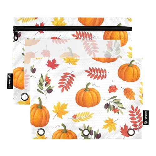 Bindertaschen mit orangefarbenen Kürbisen, 2 Stück, 3-Ringbuch, Bleistifttasche mit verstärkten Ösen Bindertaschen mit orangefarbenen Kürbisen, 2 Stück, 3-Ringbuch, Bleistifttasche mit verstärkten Ösen von ODAWA
